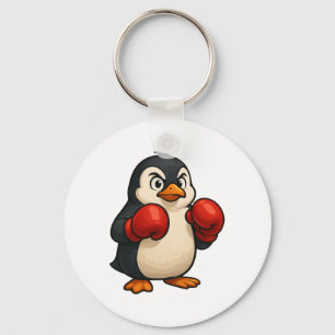 Coole Cartoon Pinguïn Boxer Sport Design Sleutelhanger