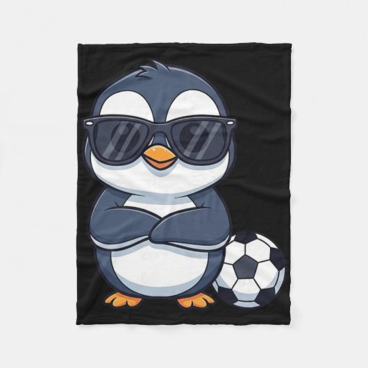 Coole Cartoon Pinguïn Voetbalspeler Fleece Deken (Voorkant)