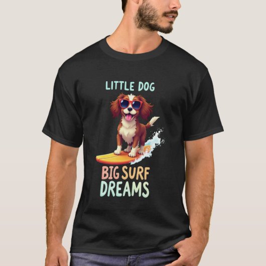 Coole Cavalier King Charles Spaniel Surfende Hond T-shirt (Voorkant)