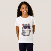 Coole Chibi Hamster met Zonnebril Grappige Meme Ki T-shirt (Voorkant volledig)