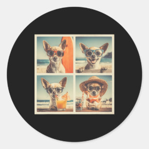 Coole Chihuahuas Zonnig Cute Honden Vakantie Stran Ronde Sticker