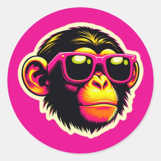 COOLE CHIMP 2 RONDE STICKER (Voorkant)