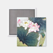 coole chinese lotus leaf roze bloem vlinder magneet (Voorkant / Achterkant)