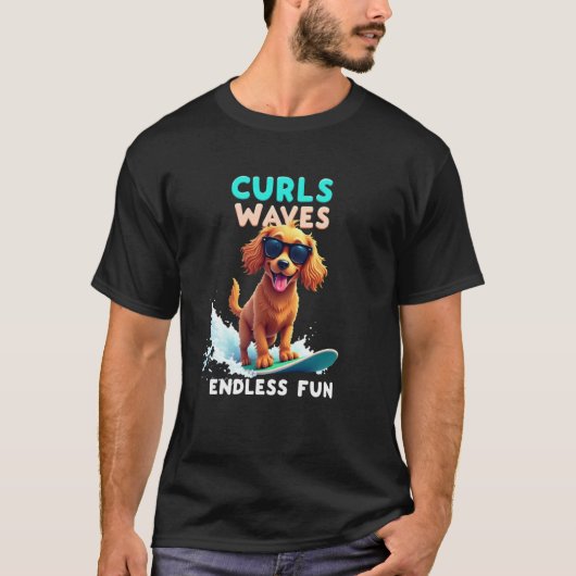 Coole Cocker Spaniel Surfende Hond T-shirt (Voorkant)