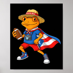 Coole coqui kikker puerto rico vlag grappig voetba poster