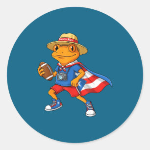 Coole coqui kikker puerto rico vlag grappig voetba ronde sticker