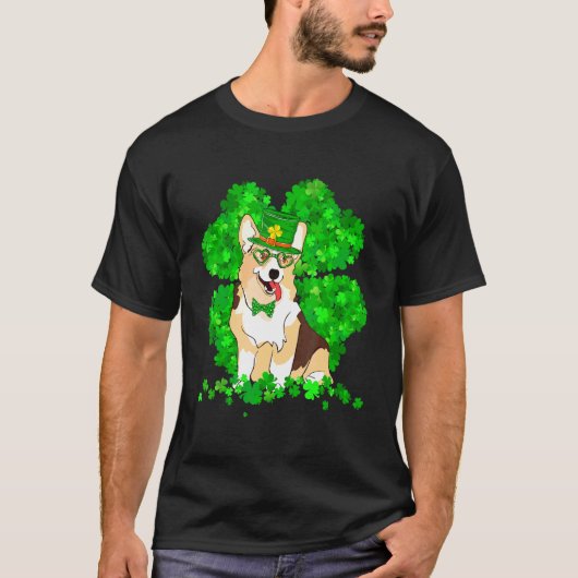 Coole Corgi Hond Ierse Heilige St Patrick Dag T-shirt (Voorkant)