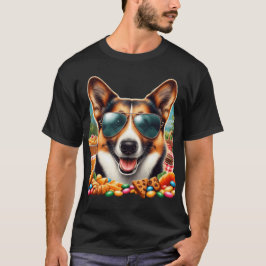 Coole Corgi-hond met Aviator-zonnebril en snacks  T-shirt