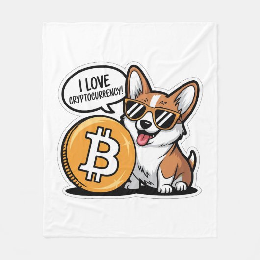 Coole Corgi Houdt van Cryptovaluta Fleece Deken (Voorkant)