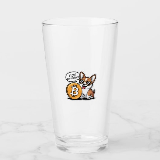 Coole Corgi Houdt van Cryptovaluta Glas (Voorkant)