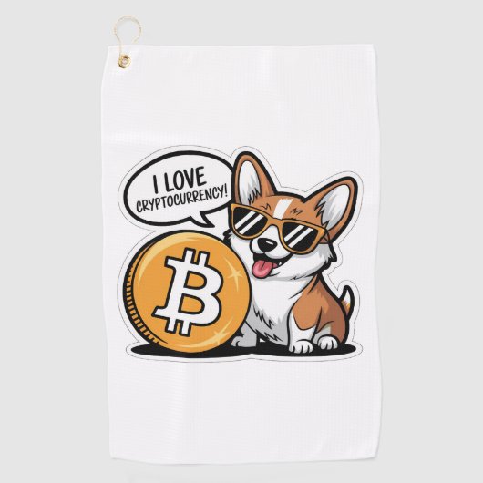 Coole Corgi Houdt van Cryptovaluta Golfhanddoek (Voorkant)