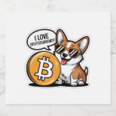 Coole Corgi Houdt van Cryptovaluta Sparkling Wijnetiket (Enkel label)