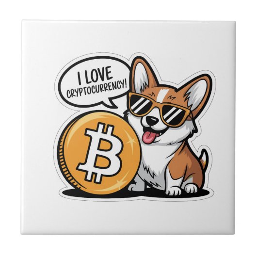 Coole Corgi Houdt van Cryptovaluta Tegeltje (Voorkant)