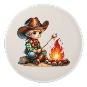 Coole cowboy kampvuur jongens keramische knop (Voorkant)