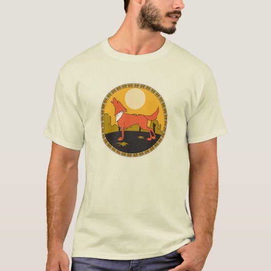 coole coyote cirkel ontwerp t-shirt (Voorkant)