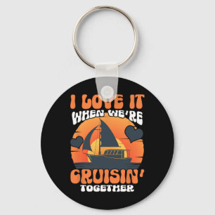 Coole Cruise Kunst Cruise Schip Koppel Familie Vak Sleutelhanger
