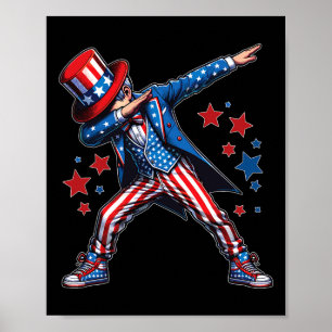 Coole Dabbing Jongen 4 juli Amerikaanse Vlag VS Jo Poster