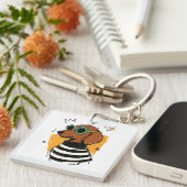 Coole Dachshond met zonnebril Sleutelhanger (Voorkant Rechts)