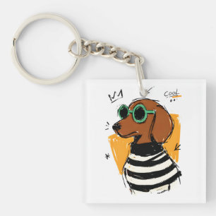 Coole Dachshond met zonnebril Sleutelhanger