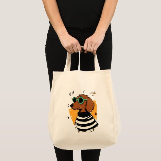Coole Dachshond met zonnebril Tote Bag (Voorkant (product))
