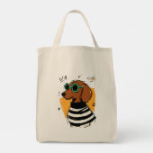 Coole Dachshond met zonnebril Tote Bag (Achterkant)