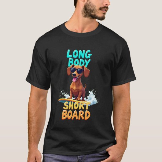 Coole Dachshond Surfende Hond T-shirt (Voorkant)