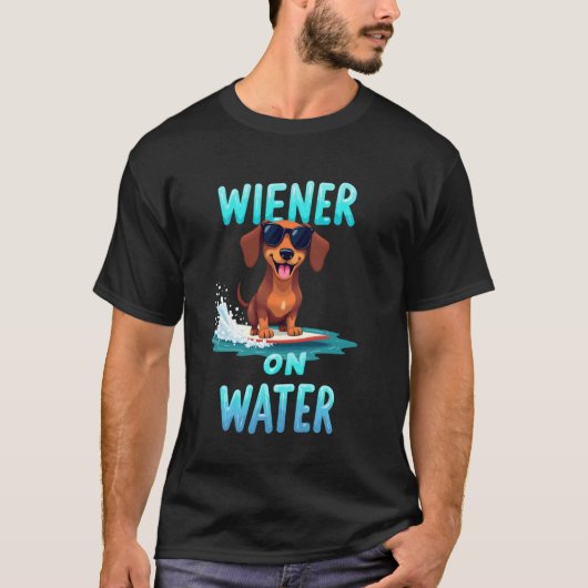 Coole Dachshond Surfhond T-shirt (Voorkant)