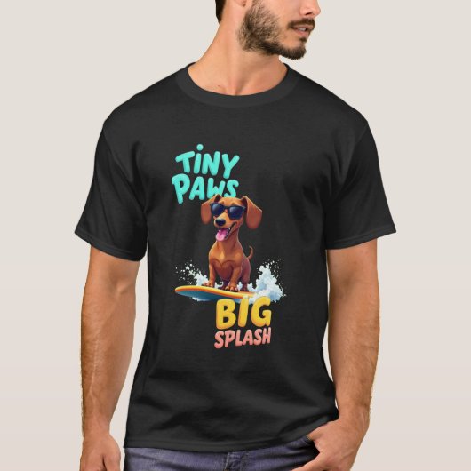 Coole Dachshond Surfhond T-shirt (Voorkant)