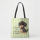 Coole Dachshund Zonnebril Groene Streep Tote Bag (Voorkant)