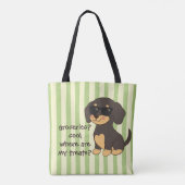 Coole Dachshund Zonnebril Groene Streep Tote Bag (Achterkant)