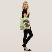 Coole Dachshund Zonnebril Groene Streep Tote Bag (Op model)