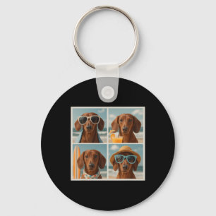 Coole Dachshunds Zonnige Cute Honden Vakantie Stra Sleutelhanger