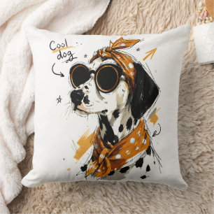 Coole Dalmatiër hond met zonnebril & gestippelde s Kussen