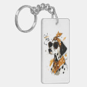 Coole Dalmatiër hond met zonnebril & gestippelde s Sleutelhanger (Voorkant Links)
