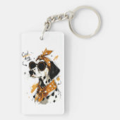Coole Dalmatiër hond met zonnebril & gestippelde s Sleutelhanger (achterkant)