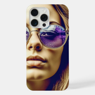Coole dame met reflectie in haar zonnebril iPhone 15 pro max case