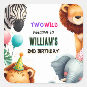 coole dierentuin zebra safari In Twee De Wilde 2e Vierkante Sticker