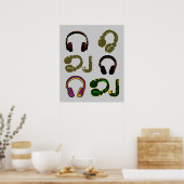 coole DJ-hoofdtelefoondecor Poster (Keuken)