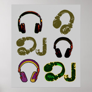coole DJ-hoofdtelefoondecor Poster