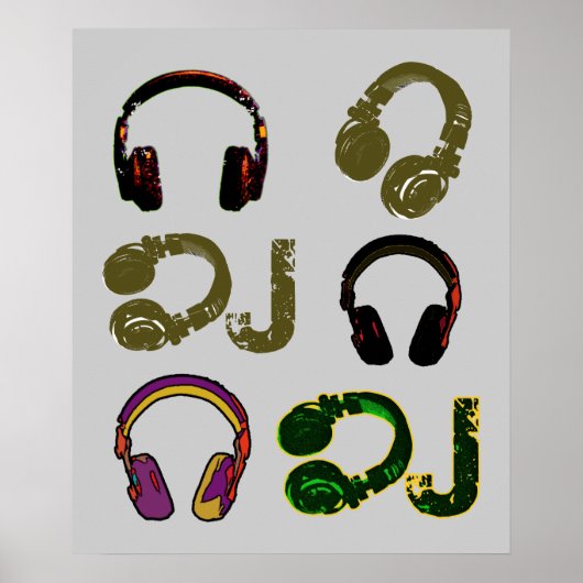 coole DJ-hoofdtelefoondecor Poster (Voorkant)