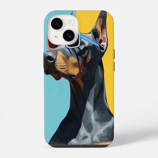 Coole Dobermann met zonnebril iPhone Hoesje (Achterkant)