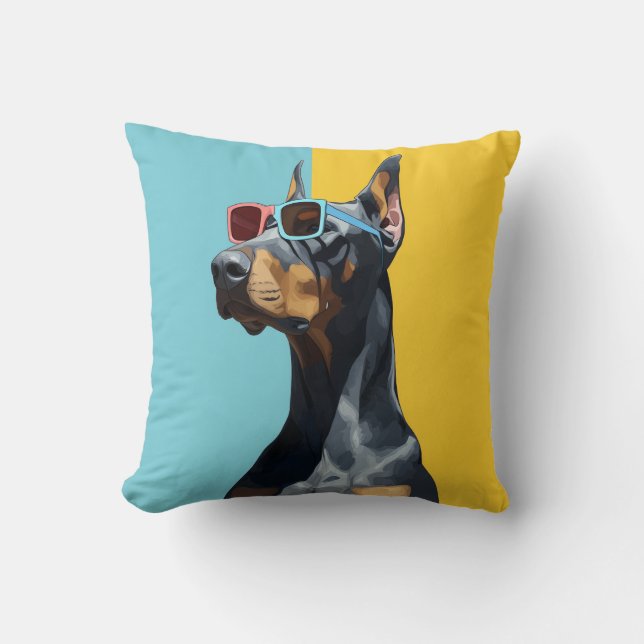 Coole Dobermann met zonnebril Kussen (Voorkant)