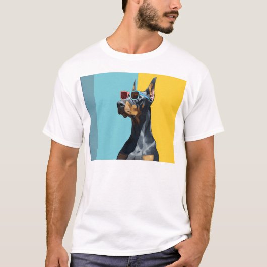 Coole Dobermann met zonnebril T-shirt (Voorkant)
