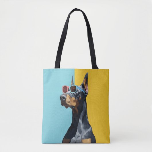 Coole Dobermann met zonnebril Tote Bag (Voorkant)
