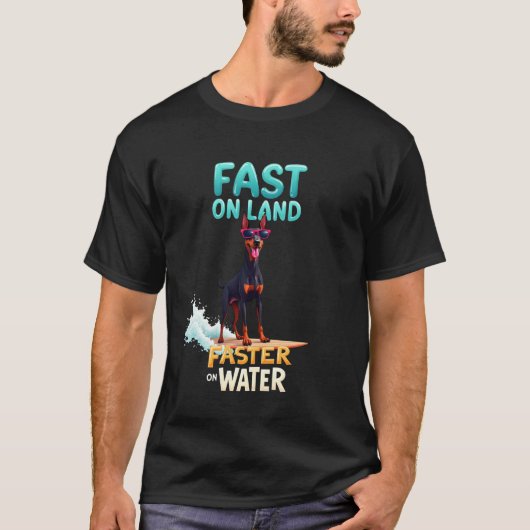 Coole Dobermann Pinscher Surfhond T-shirt (Voorkant)