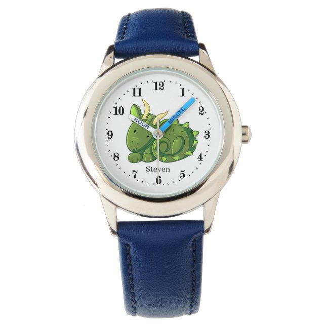 coole draak voeg naam kinder volgen toe horloge (Voorkant)