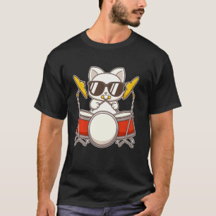 Coole Drummer Kat Met Bril T-shirt