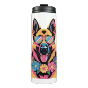 Coole Duitse Herder in Neon Shades Thermosbeker
