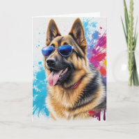 Coole Duitse herder met zonnebril spetterkunst