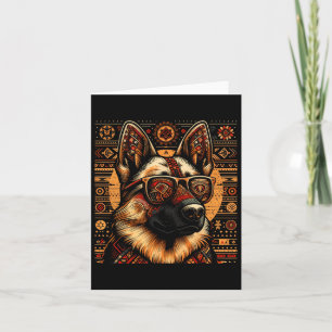 Coole Duitse Herdershond Etnische Kunststijl Kerst Kaart